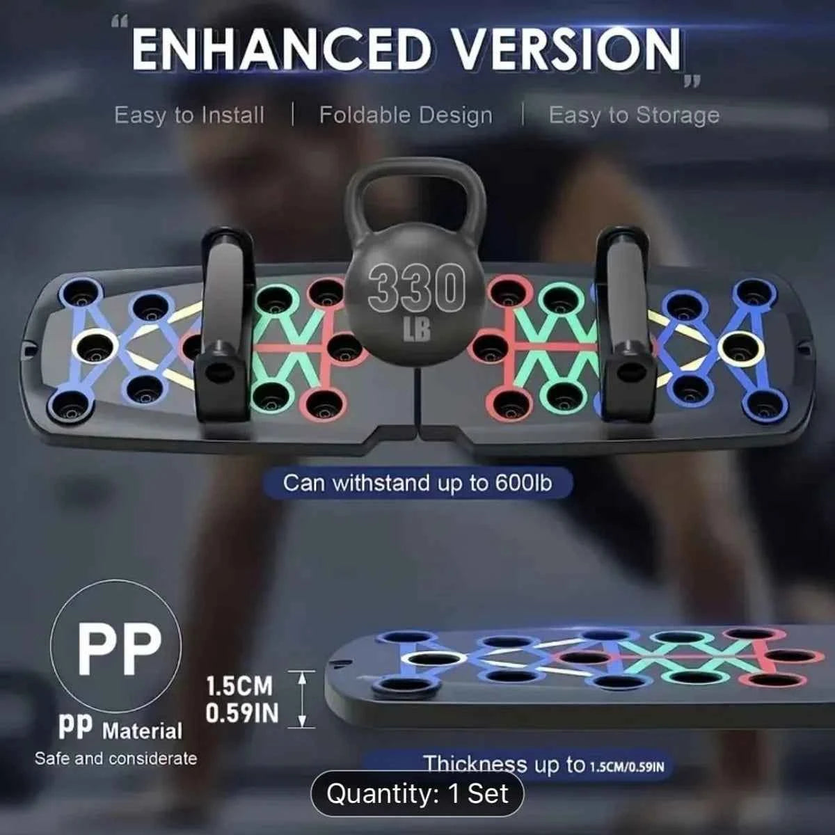 Black Rubber Push Up Board for Strength Training