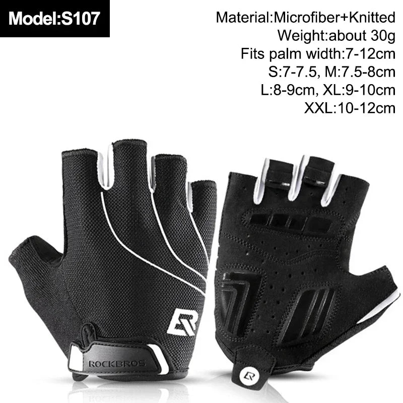 ROCKBROS Fingerless Cycling Gloves Microfiber Half Finger