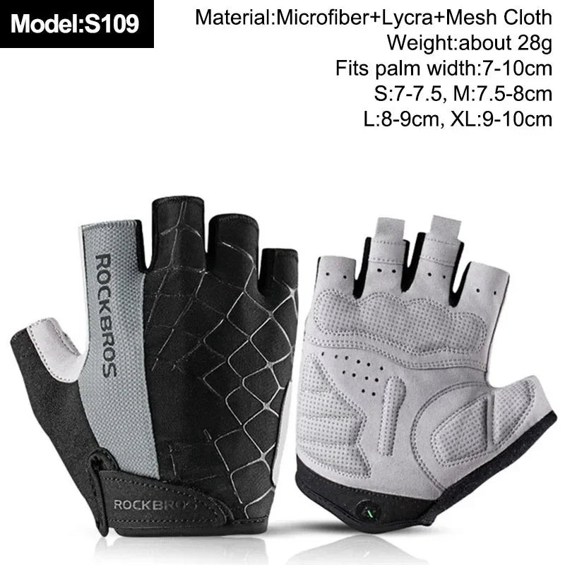 ROCKBROS Fingerless Cycling Gloves Microfiber Half Finger