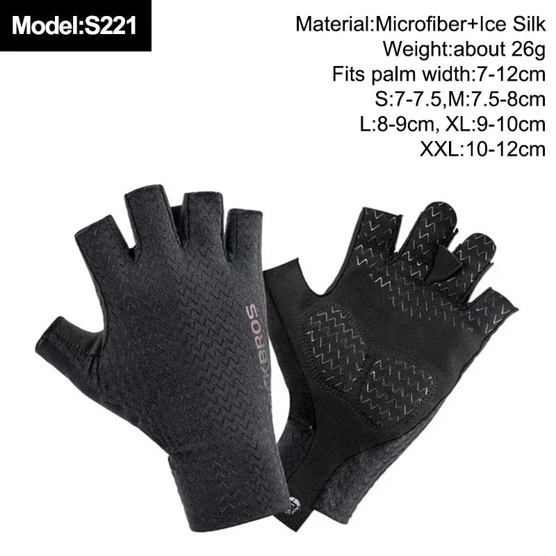 ROCKBROS Fingerless Cycling Gloves Microfiber Half Finger