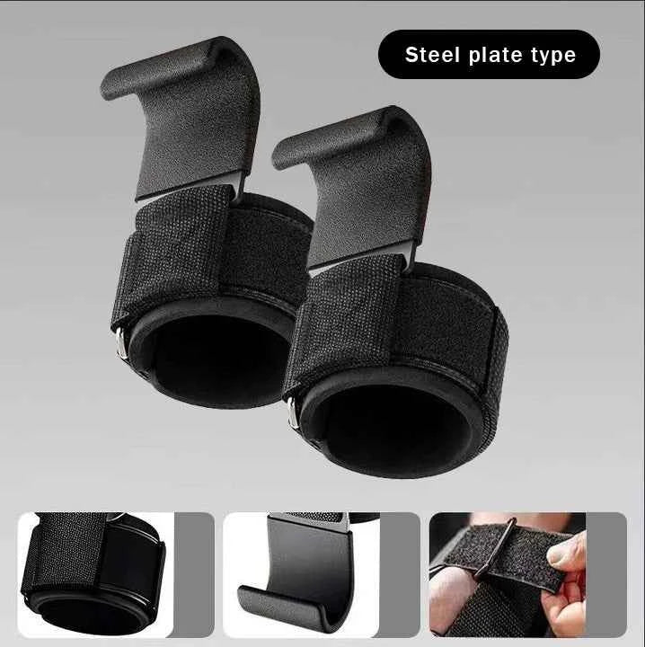 Weight Lifting Hooks with Adjustable Wrist Wraps
