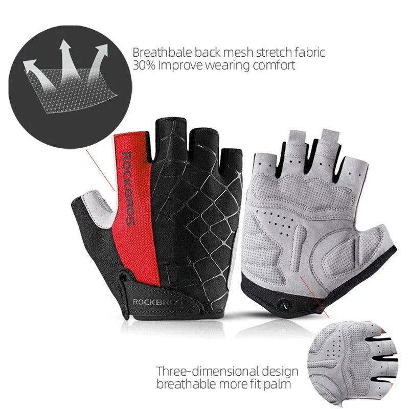 ROCKBROS Fingerless Cycling Gloves Microfiber Half Finger