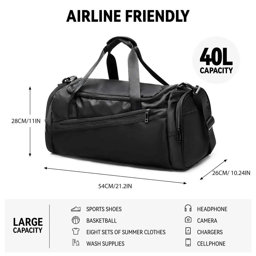 Likros 40L Lightweight Foldable Gym Bag with Shoes Compartment
