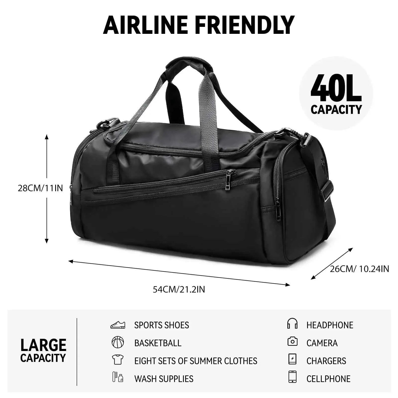 Likros 40L Lightweight Foldable Gym Bag with Shoes Compartment