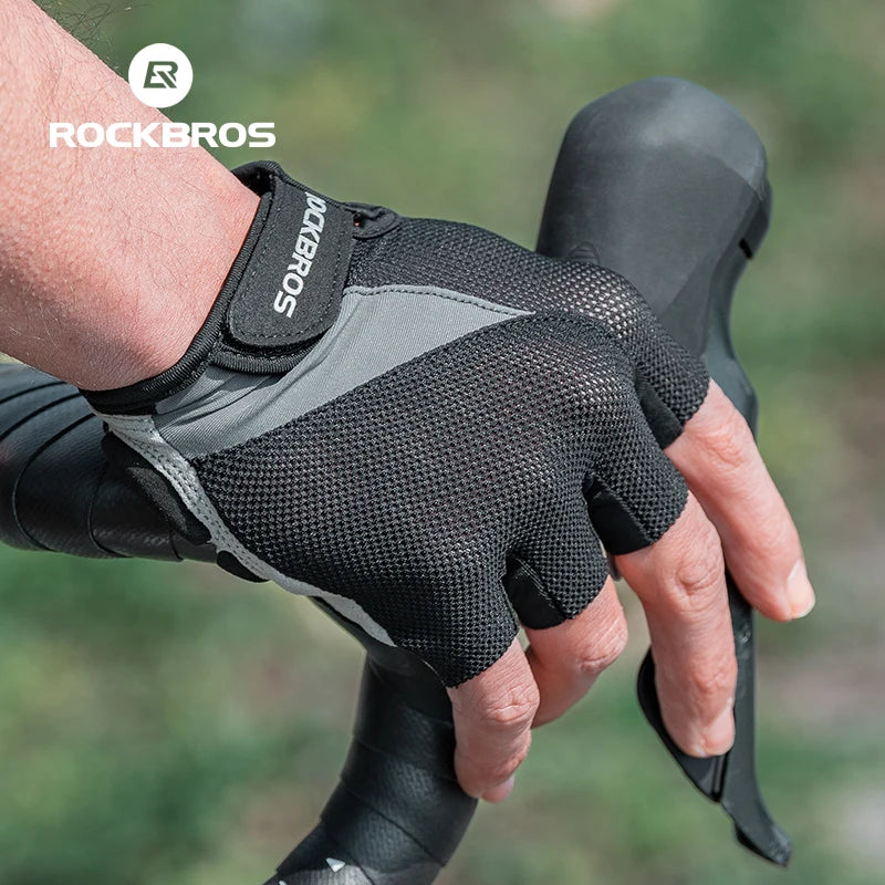 ROCKBROS Fingerless Cycling Gloves Microfiber Shock-Absorbing