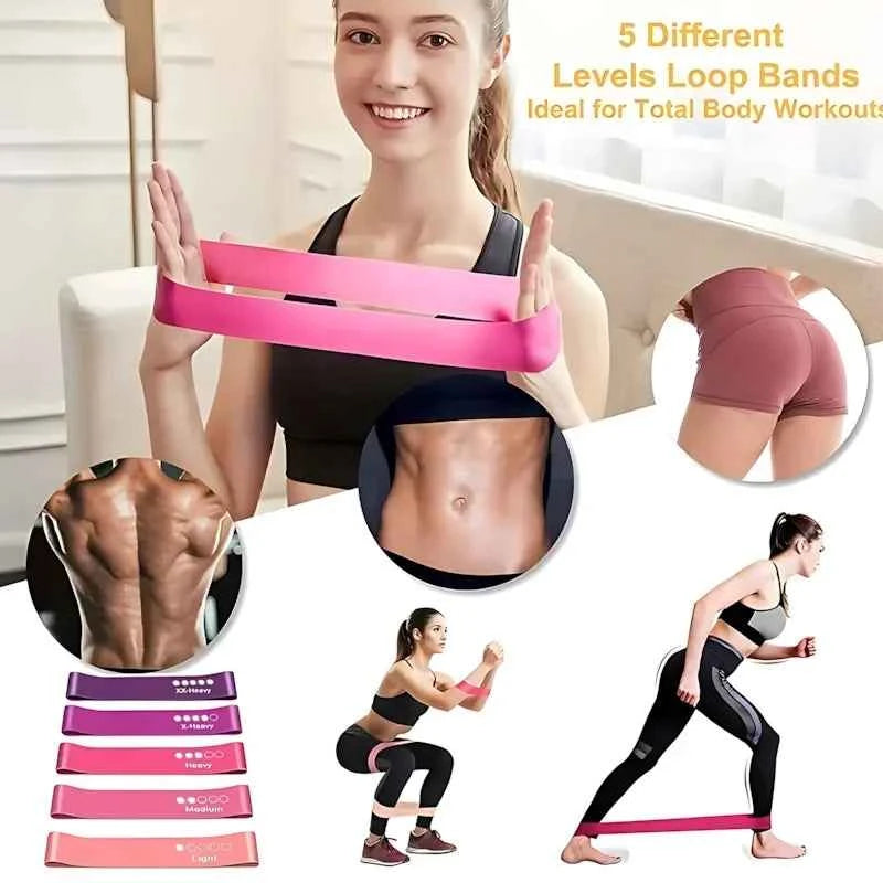 Pink Resistance Bands Set for Leg and Butt Workouts