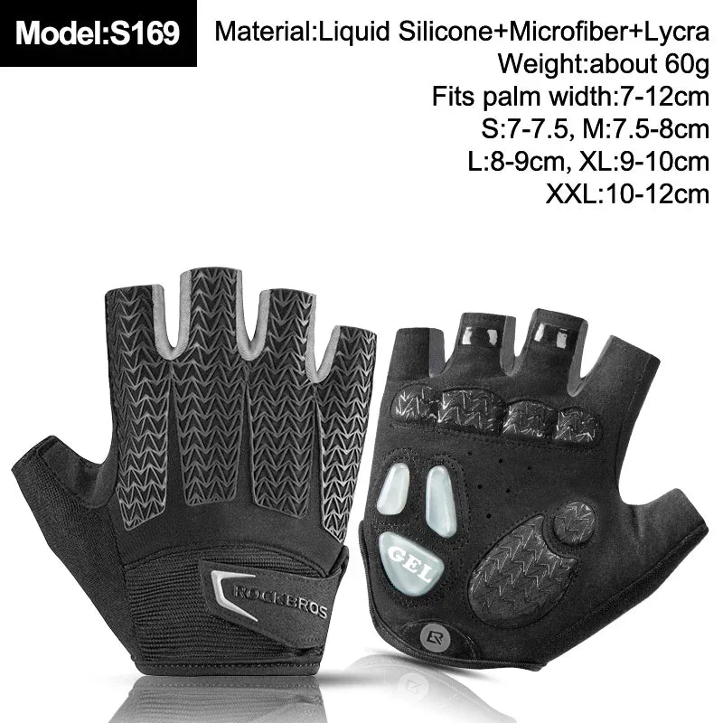 ROCKBROS Fingerless Cycling Gloves Microfiber Half Finger