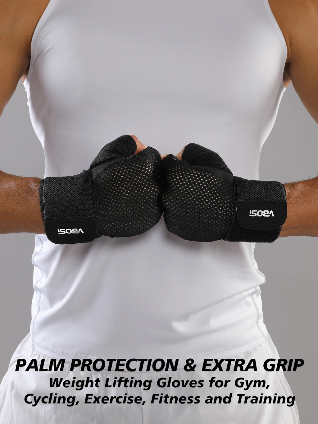 VBOSi Half-Finger Sports Gloves for Gym and Cycling Black
