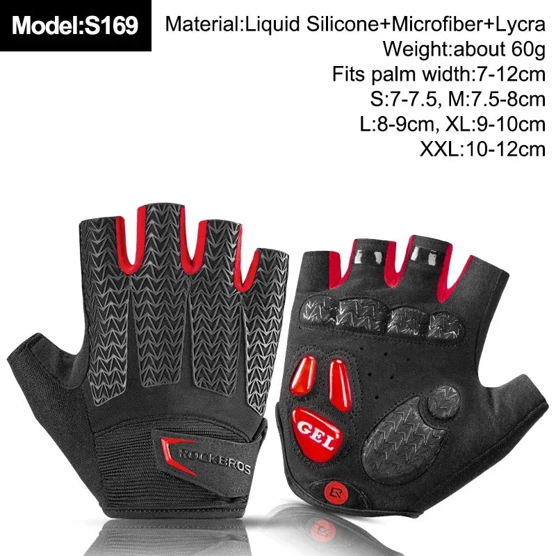 ROCKBROS Fingerless Cycling Gloves Microfiber Half Finger