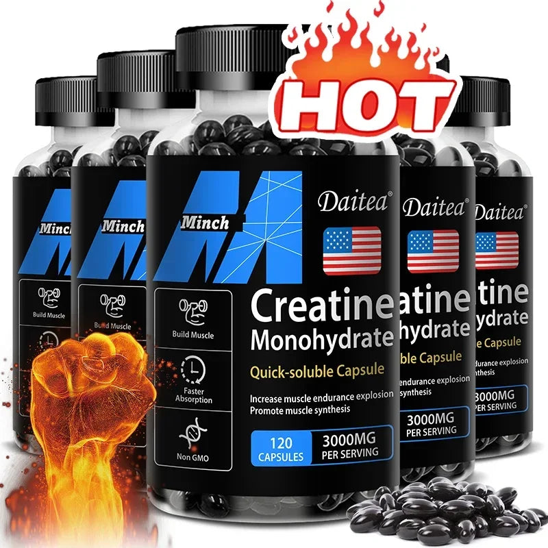 Creatine Monohydrate 3000 Mg Capsules for Muscle Growth