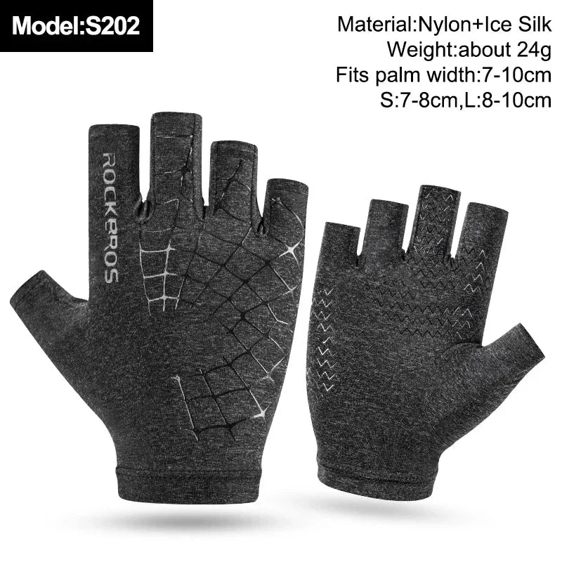 ROCKBROS Fingerless Cycling Gloves Microfiber Half Finger