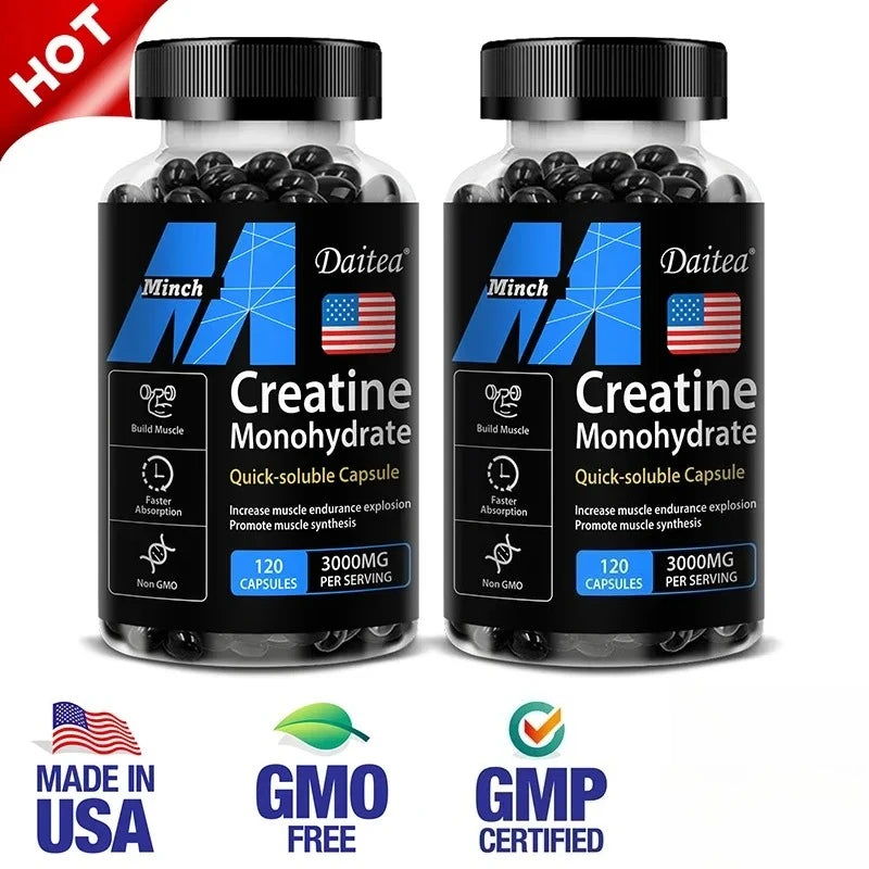 Creatine Monohydrate 3000 Mg Capsules for Muscle Growth