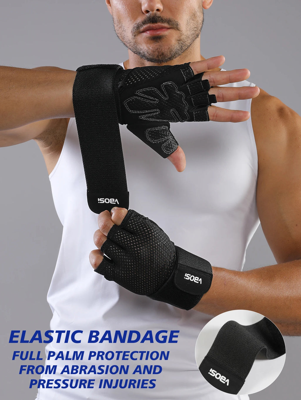 VBOSi Half-Finger Sports Gloves for Gym and Cycling Black