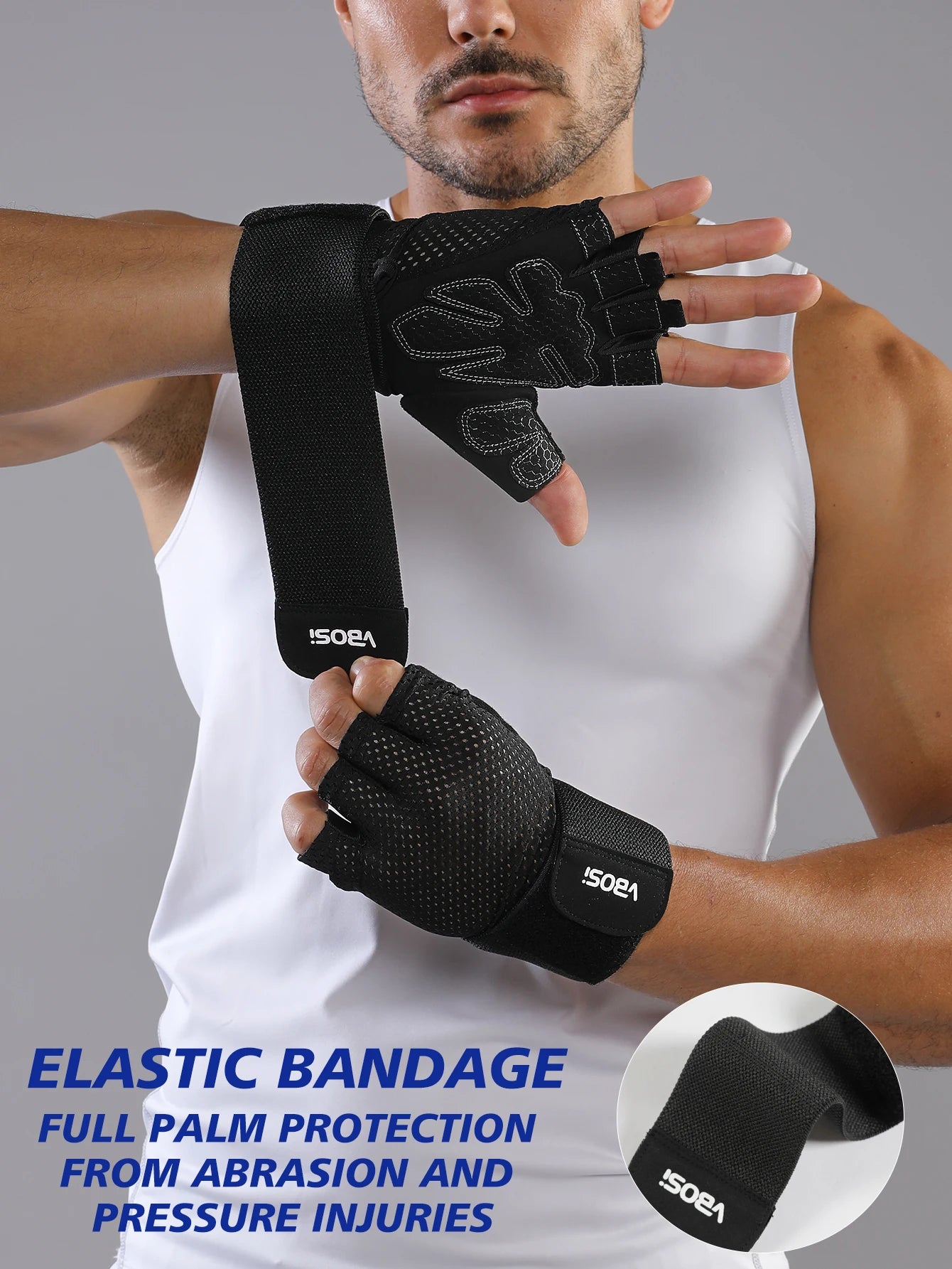 VBOSi Half-Finger Sports Gloves for Gym and Cycling Black