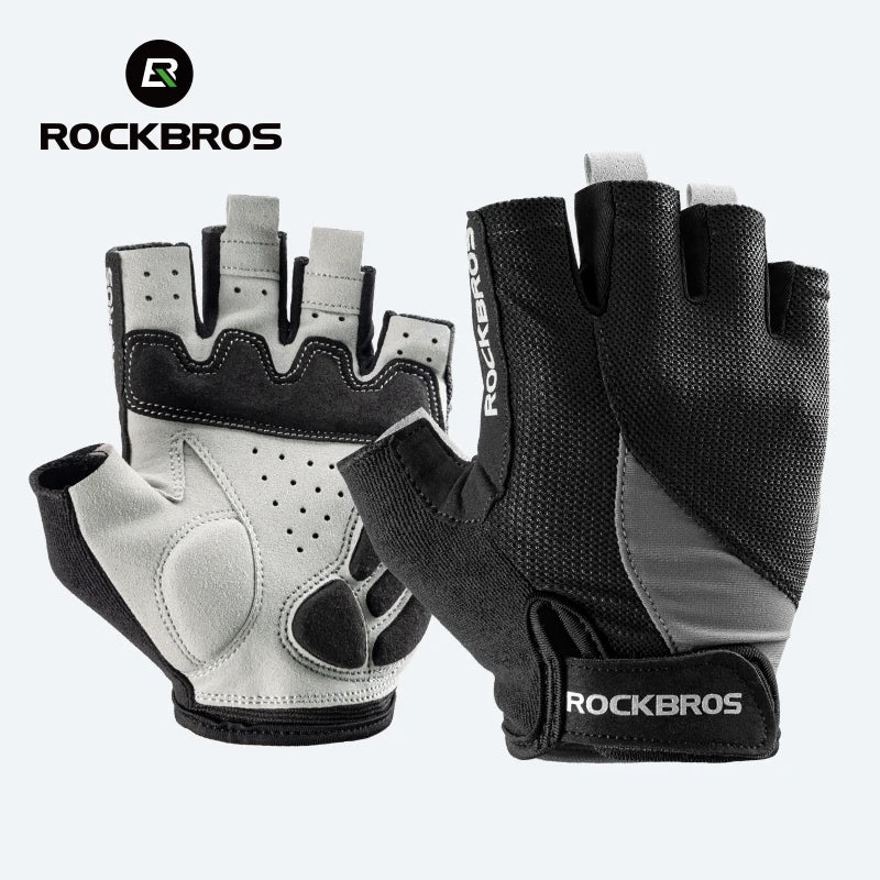 ROCKBROS Fingerless Cycling Gloves Microfiber Shock-Absorbing