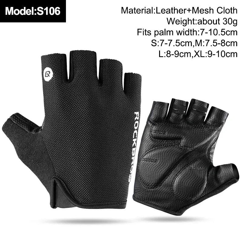 ROCKBROS Fingerless Cycling Gloves Microfiber Half Finger