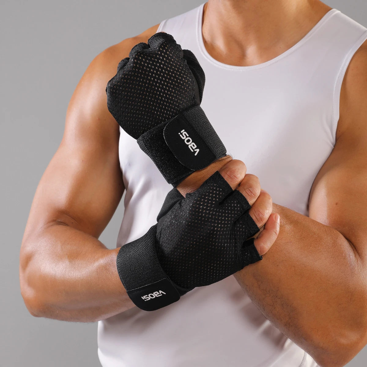 VBOSi Half-Finger Sports Gloves for Gym and Cycling Black