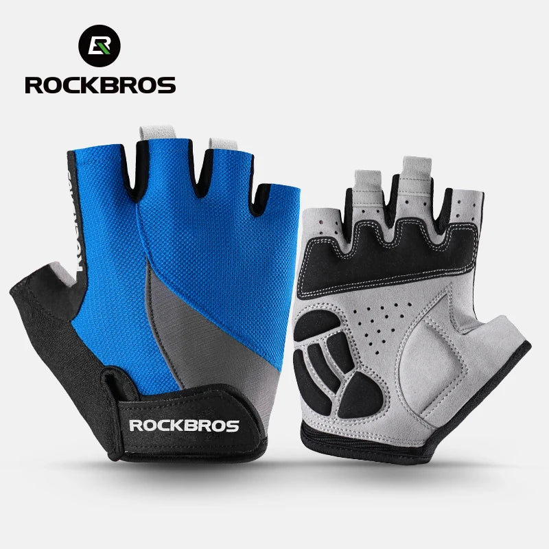 ROCKBROS Fingerless Cycling Gloves Microfiber Shock-Absorbing