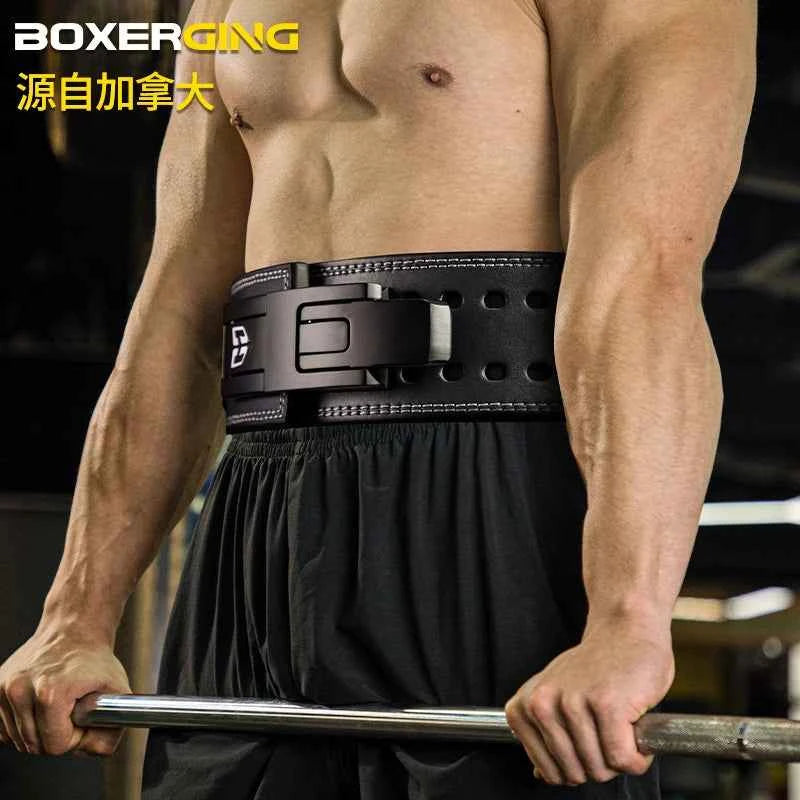 Men's Genuine Leather Powerlifting Belt Quick Release