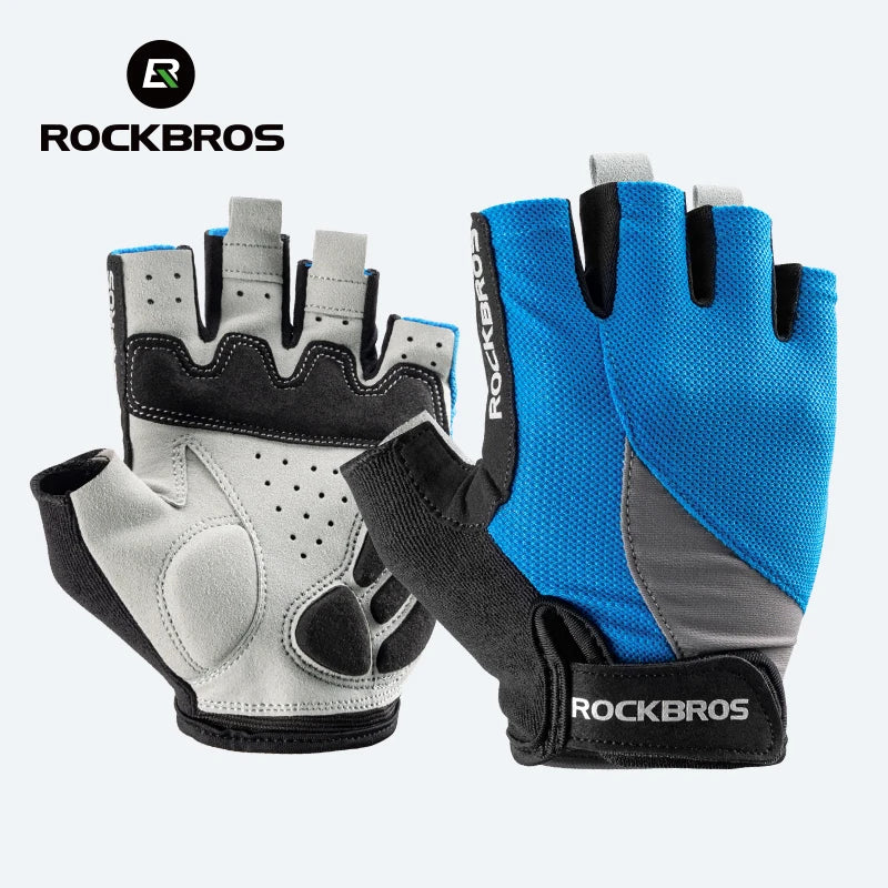 ROCKBROS Fingerless Cycling Gloves Microfiber Shock-Absorbing